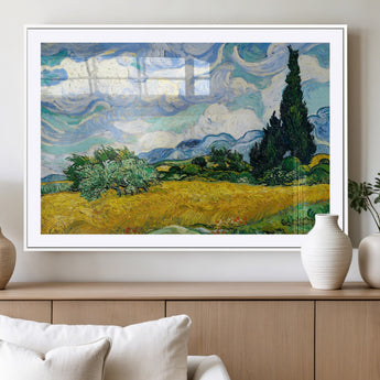 97252-MGV-CV-36X24-Wheat Field with Cypress – Van Gogh Wall Art, Impressionist Landscape Canvas Print, Rustic Home Decor for Living Room or Office