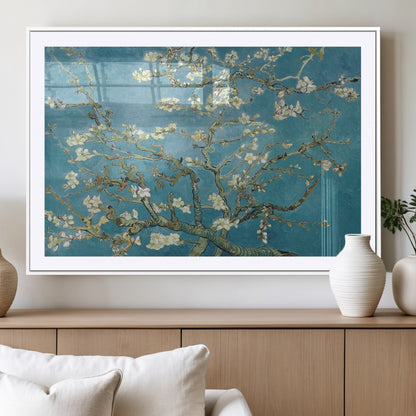 65607-MGV-CV-36X24-Almond Blossom Wall Art – Van Gogh Blue Floral Canvas Print, Elegant Impressionist Painting Decor for Living Room, Bedroom or