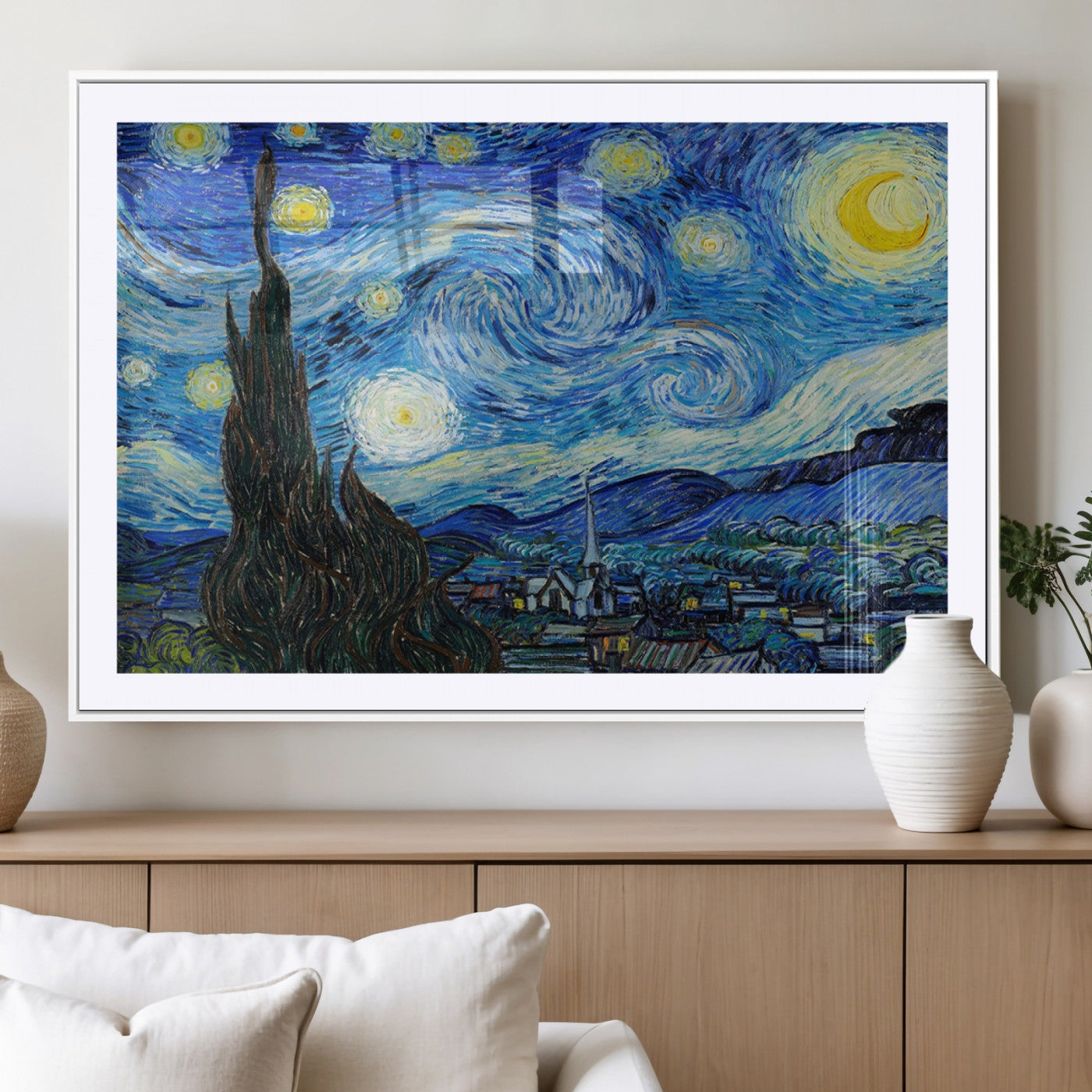 39177-MGV-CV-36X24-Starry Night Wall Art – Vincent van Gogh Famous Painting Canvas Print, Timeless Starry Sky Decor for Living Room, Bedroom or