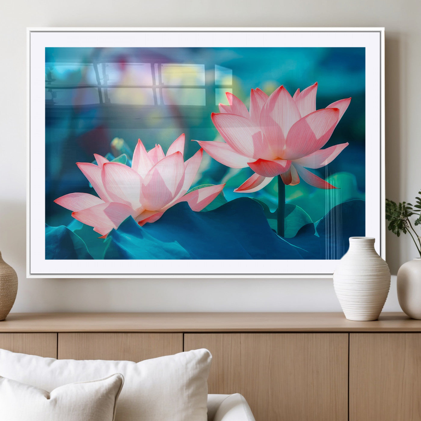 32559-MGV-CV-36X24-Lotus Flower Wall Art – Pink Water Lily Canvas Print, Tranquil Nature Decor for Living Room, Bedroom or Meditation Space