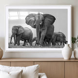 91685-MGV-CV-36X24-Elephant Herd Wall Art – Black and White Safari Canvas Print, African Wildlife Photography Decor for Living Room, Office or