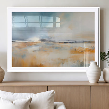 92764-MGV-CV-36X24-Abstract Landscape Wall Art – Modern Blue and Orange Canvas Print, Large Minimalist Painting for Living Room, Bedroom, Office or