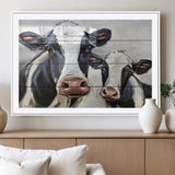 28934-MGV-CV-36X24-Farmhouse Cow Wall Art – Rustic Black and White Dairy Cattle Canvas Print, Country Barn Animal Painting for Kitchen, Living Room