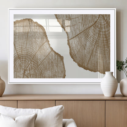 99692-MGC-FP-36x24_White-Tree Ring Linocut Wall Art Canvas Print, Framed Wood Cut Art Picture Print, Tree Rings Perfect Minimalist Rustic Decor Artwork