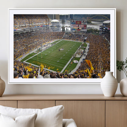 51419-MGC-FP-36x24_White-Heinz Field Wall Art Canvas Print, Framed Pittsburgh Stadium Field Art Picture Print, Heinz Stadium Field Perfect Sports Room