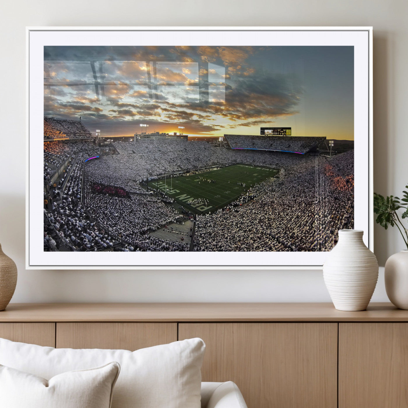 38807-MGV-CV-36X24-Beaver Stadium Wall Art Canvas Print, Framed Beaver Stadium Field Art Picture Print, Football Stadium Perfect Sport Room Decor