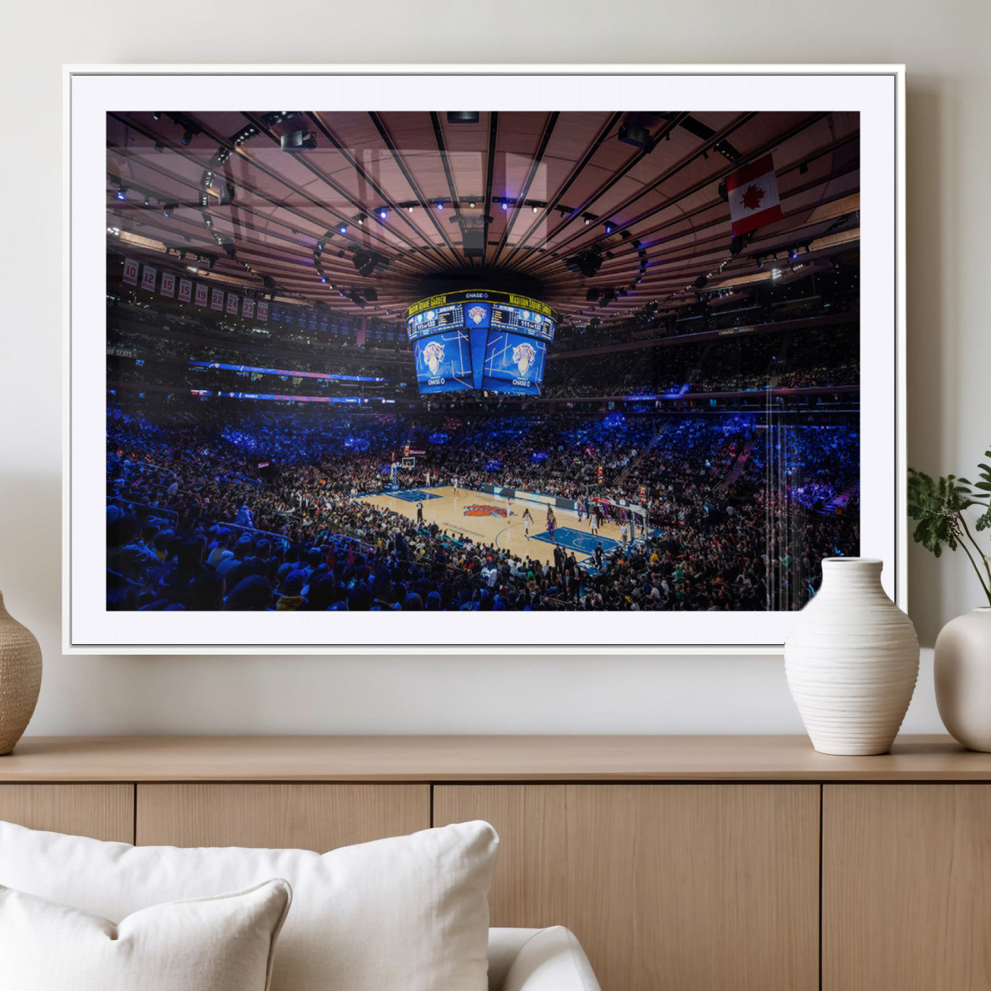 20491-MGC-FP-36x24_White-Madison Square Garden Wall Art Canvas Print, Framed New York Stadium Art Picture Print, MSG Stadium Perfect Sport Room Decor