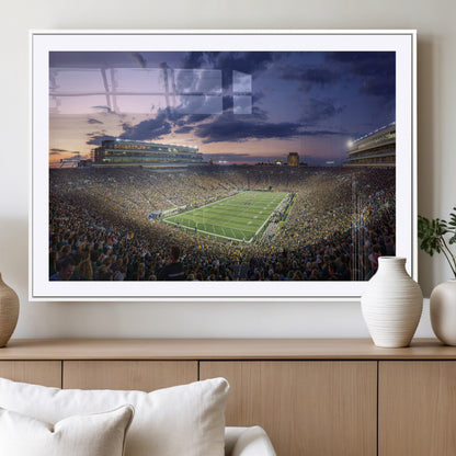 50825-MGV-CV-36X24-Notre Dame Stadium Wall Art Canvas Print, Framed Indiana Stadium Art Picture Print, Football Stadium Perfect Sports Room Decor