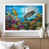 44772-MGV-CV-36X24-Underwater Sea Turtle Wall Art – Vibrant Coral Reef and Tropical Fish Canvas Print, Ocean Marine Life Decor for Living Room,