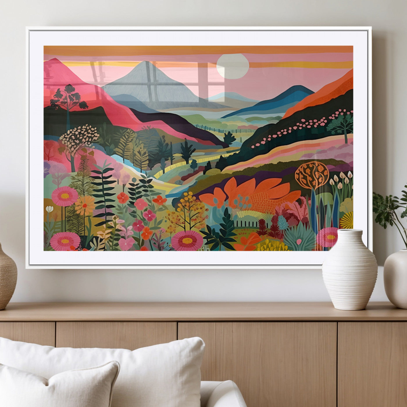 61376-MGV-CV-36X24-Floral Valley Wall Art – Panoramic Mountain Landscape Canvas Print, Vibrant Nature Decor for Living Room, Office, or Bedroom