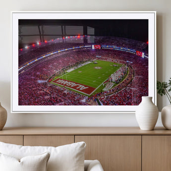 11343-MGC-FP-36x24_White-Bryant-Denny Stadium Wall Art – Panoramic Alabama Crimson Tide Football Field Canvas Print, Game Day Decor for Office, Man Cave or