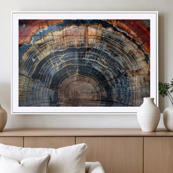 63519-MGC-FP-36x24_White-Tree Ring Wall Art – Rustic Nature Wood Grain Canvas Print, Abstract Natural Texture Artwork Poster for Living Room, Bedroom,