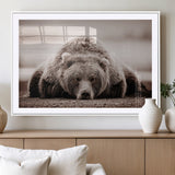 20611-MGV-CV-36X24-Grizzly Bear Wall Art – Majestic Wildlife Sepia Canvas Print, Rustic Nature Animal Artwork for Cabin, Lodge, Living Room, Bedroom,
