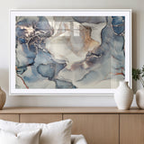 51497-MGV-CV-36X24-Abstract Blue and Gold Wall Art – Modern Fluid Ink Style Canvas Print, Elegant Contemporary Decor for Living Room, Office