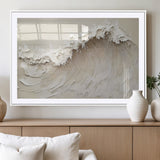 45175-MGC-FP-36x24_White-Textured Wave Wall Art Canvas Print, Framed Minimal Seascape Art Picture Print, Elegant Wave Perfect Modern Coastal Decor Artwork