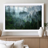 17393683-MGV-CV-36X24-Misty Forest Art Wall Art Canvas Print, Framed Foggy Mountain Art Art Picture Print, Scenic Wall Print Perfect Decor Artwork