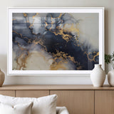 41136487-MGC-FP-36x24_White-Black Marble Wall Art Canvas Print, Framed Gold Veins Art Picture Print, Abstract Texture Perfect Moody Luxe Decor Artwork