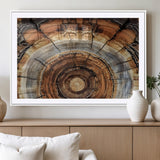 15184146-MGV-CV-36X24-Tree Rings Wall Art Canvas Print, Framed Wood Texture Art Picture Print, Rustic Pattern Perfect Rustic Organic Decor Artwork
