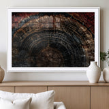 43686762-MGV-CV-36X24-Dark Wood Ring Wall Art Canvas Print, Framed Abstract Wood Tree Art Picture Print, Rustic Tree Slice Perfect Rustic Decor Artwork