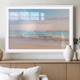 74679437-MGV-CV-36X24-Pastel Ocean Wall Art Canvas Print, Framed Beach Waves Art Picture Print, Soft Sunset Perfect Pastel Coastal Decor Artwork