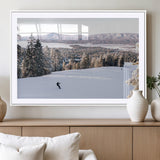 79857868-MGV-CV-36X24-Snowy Mountain Wall Art Canvas Print, Framed Ski Slope Art Picture Print, Winter Forest Perfect Modern Rustic Decor Artwork