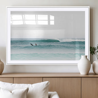 56345117-MGV-CV-36X24-Minimalist Surfing Wall Art Canvas Print, Framed Ocean Waves Art Picture Print, Soft Ocean Perfect Minimalist Coastal Decor