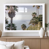 51404565-MGC-FP-36x24_White-Palm Trees Wall Art Canvas Print, Framed Ocean Breeze Art Picture Print, Coastal View Perfect Tropical Coastal Decor Artwork