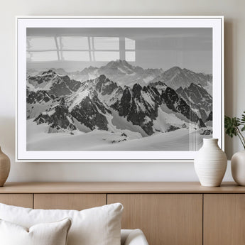 46884246-MGV-CV-36X24-Snowy Mountain Wall Art Canvas Print, Framed Mountain Peaks Art Picture Print, Alpine Mountains Perfect Minimalist Alpine Decor