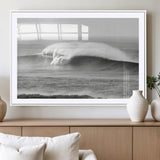42544082-MGC-FP-36x24_White-Monochrome Seascape Wall Art Canvas Print, Framed Surf Wave Art Picture Print, Minimalist Ocean Perfect Moody Coastal Decor