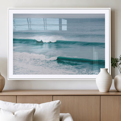 73692470-MGV-CV-36X24-Ocean Swell Wall Art Canvas Print, Framed Surf Waves Art Picture Print, Blue Water Perfect Coastal Dynamic Decor Artwork