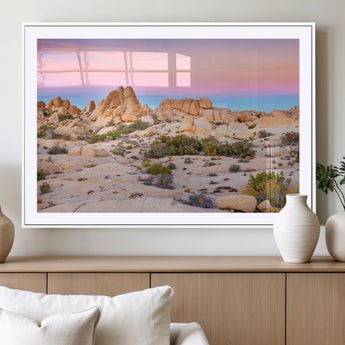 96167137-MGC-FP-36x24_White-Vibrant Sunset Sky Wall Art Canvas Print, Framed Joshua Tree Art Picture Print, Rugged Terrain Perfect Southwestern Boho Decor