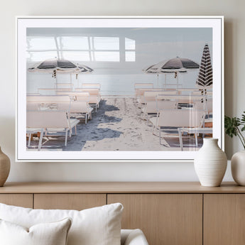 67623952-MGC-FP-36x24_White-Minimalist Beach Wall Art Canvas Print, Framed Pastel Sand Art Picture Print, Beach Aesthetic Perfect Coastal Minimalist Decor