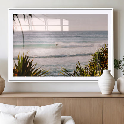 23287092-MGV-CV-36X24-Ocean Surfer Wall Art Canvas Print, Framed Coastal Surf Art Picture Print, Tropical Beach Perfect Tropical Coastal Decor Artwork