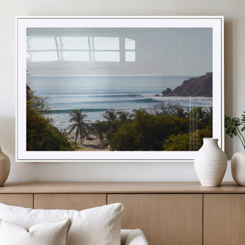 88336640-MGC-FP-36x24_White-Tropical Beach Scene Wall Art Canvas Print, Framed Coastal Photography Art Picture Print, Ocean Horizon Art Perfect Coastal Boho