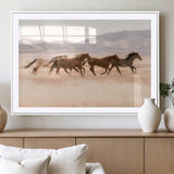 83644685-MGC-FP-36x24_White-Wild Horse Art Wall Art Canvas Print, Framed Rustic Western Art Picture Print, Desert Horse Scene Perfect Rustic Western Decor