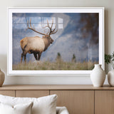 26365841-MGV-CV-36X24-Mountain Elk Art Wall Art Canvas Print, Framed Rustic Wildlife Print Art Picture Print, Lodge Style Decor Perfect Rustic Lodge