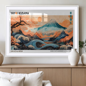 88785870-MGC-FP-36x24_White-Japanese Great Wave & Mt Fuji Wall Art – Ukiyo e Style Landscape Print with Flowing River, Autumn Mountain Poster, Oriental Asian