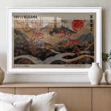 77970791-MGV-CV-36X24-Mount Fuji Golden Abstract Wall Art – Japanese Landscape Canvas Poster, Cherry Blossom & Red Sun Painting, Elegant Zen Oriental