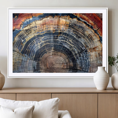 38987581-MGV-CV-36X24-Tree Ring Art Wall Art Canvas Print, Framed Rustic Wall Decor Art Picture Print, Nature Grain Print Perfect Modern Rustic Decor