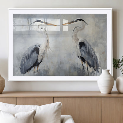 90806932-MGC-FP-36x24_White-Heron Wall Art Wall Art Canvas Print, Framed Bird Canvas Decor Art Picture Print, Nature Inspired Perfect Coastal Minimalist Decor