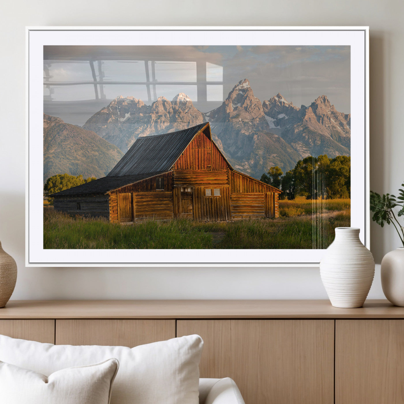 31771014-MGV-CV-36X24-Rustic Barn Wall Art Canvas Print, Framed Western Landscape Art Picture Print, Farmhouse Style Perfect Rustic Farmhouse Decor