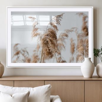 17019393-MGC-FP-36x24_White-Pampas Grass Wall Art Canvas Print, Framed Neutral Tones Art Picture Print, Minimalist Nature Perfect Boho Minimalist Decor