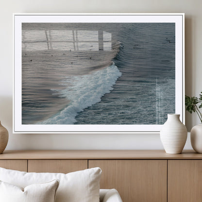 23077324-MGC-FP-36x24_White-Ocean Waves Wall Art Canvas Print, Framed Coastal Serenity Art Picture Print, Surf Aesthetic Perfect Modern Coastal Decor Artwork