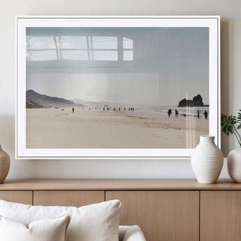 28307820-MGC-FP-36x24_White-Minimalist Beach Wall Art Canvas Print, Framed Coastal Serenity Art Picture Print, Soft Sand Perfect Modern Coastal Decor Artwork