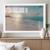 94538225-MGC-FP-36x24_White-Beach Sunset Wall Art Canvas Print, Framed Ocean Waves Art Picture Print, Summer Escape Perfect Coastal Serenity Decor Artwork