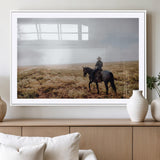 57597730-MGC-FP-36x24_White-Cowboy Wall Art Wall Art Canvas Print, Framed Western Canvas Art Picture Print, Rustic Ranch Scene Perfect Rustic Western Decor