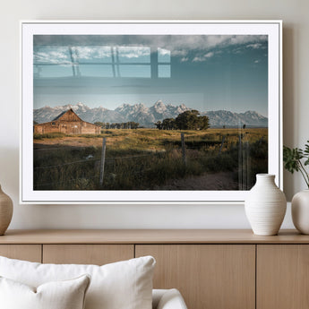 92497443-MGV-CV-36X24-Rustic Farmhouse Wall Art Canvas Print, Framed Mountain Cabin Art Picture Print, Western Landscape Perfect Rustic Farmhouse Decor