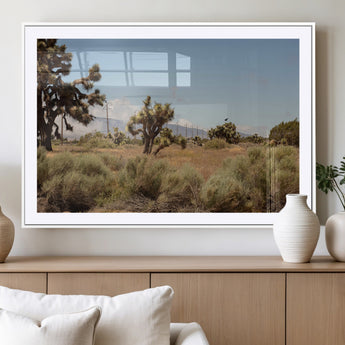16114018-MGC-FP-36x24_White-Joshua Tree Wall Art Canvas Print, Framed Desert Landscape Art Picture Print, Mountain Horizon Perfect Southwestern Boho Decor