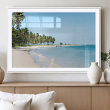 37858872-MGV-CV-36X24-Palm Tree Coast Wall Art Canvas Print, Framed Island Getaway Art Picture Print, Crystal Blue Water Perfect Tropical Coastal Decor