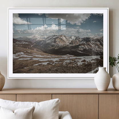 44565953-MGV-CV-36X24-Mountain Landscape Wall Art Canvas Print, Framed Snowy Peaks Art Picture Print, Rugged Highlands Perfect Rustic Adventure Decor